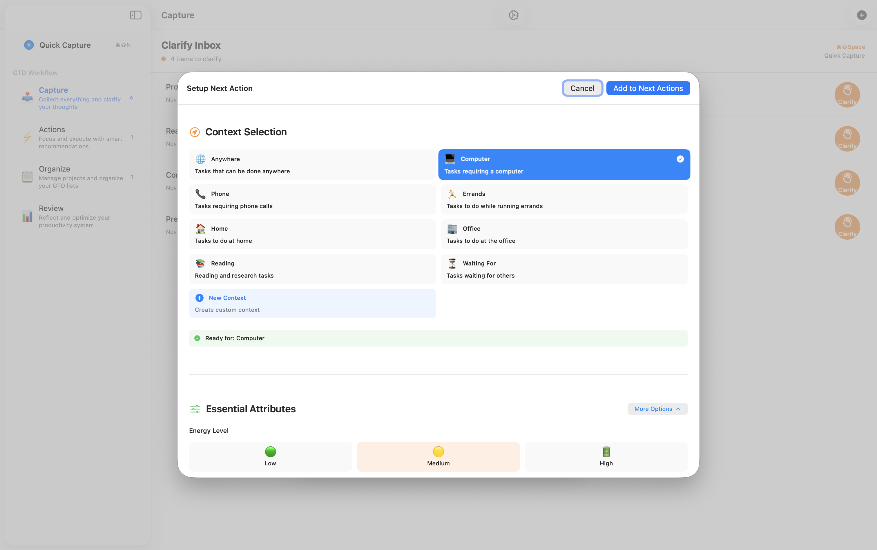 Mac Set Context and GTD Attributes